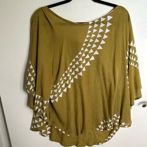 Tribal olive blouse top